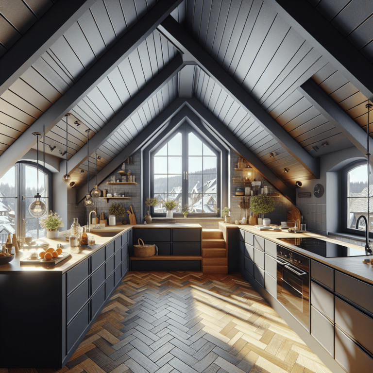 anthrazitfarbene Küche für Dachschräge-Wuppertal