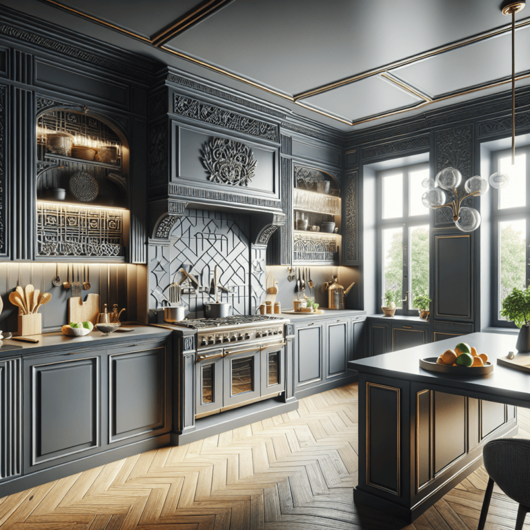 anthrazitfarbene Küche im Art-Deco-Stil-Wuppertal
