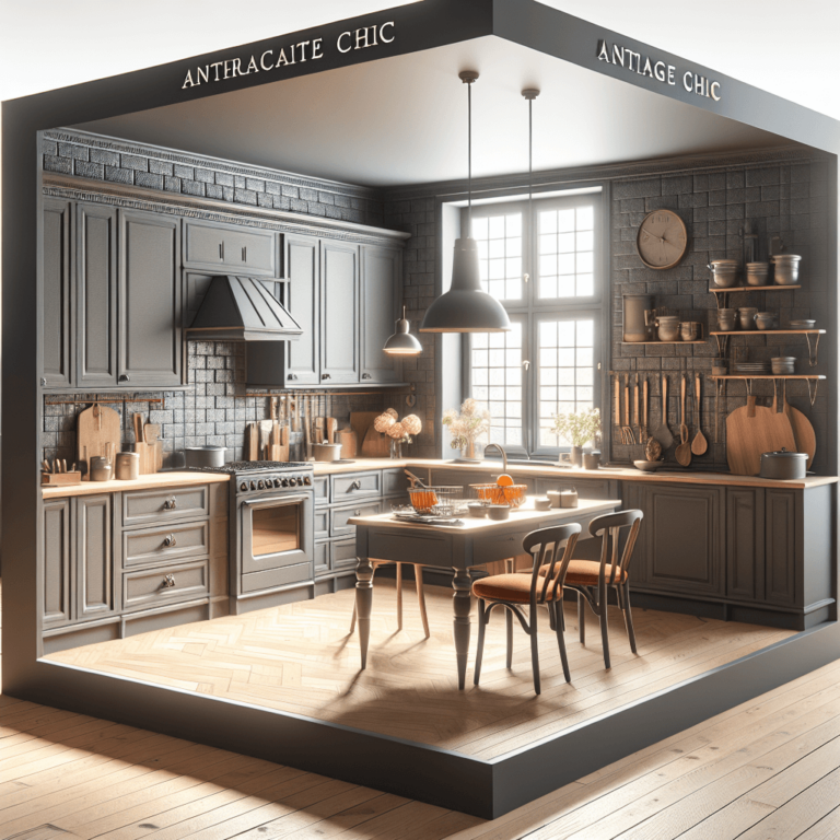 anthrazitfarbene Küche im Vintage Chic Stil-Wuppertal