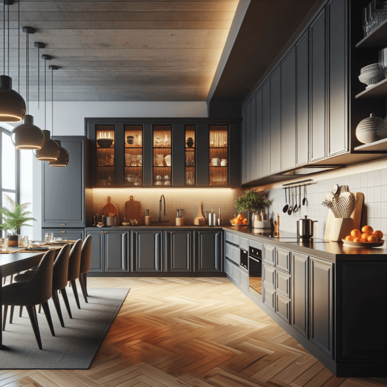 anthrazitfarbene Küche in L-Form-Wuppertal