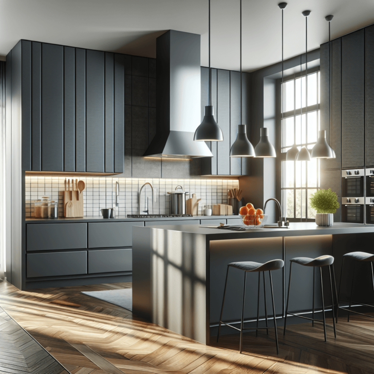 anthrazitfarbene Küche mit Stahlakzenten-Wuppertal