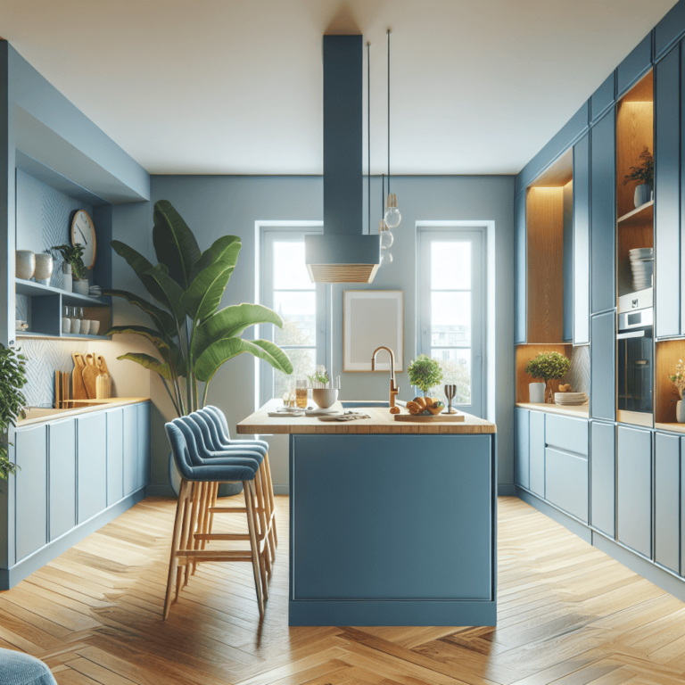 blaue Freistehende Küche-Wuppertal