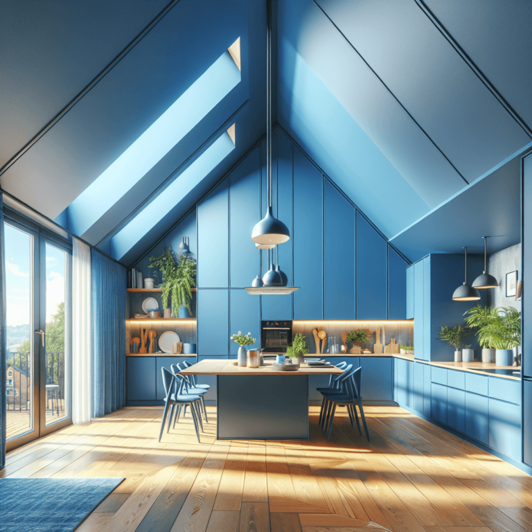 blaue Küche für Dachschräge-Wuppertal