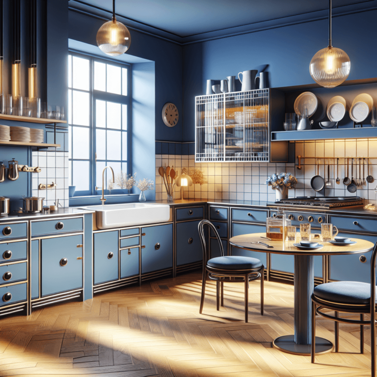 blaue Küche im Art-Deco-Stil-Wuppertal