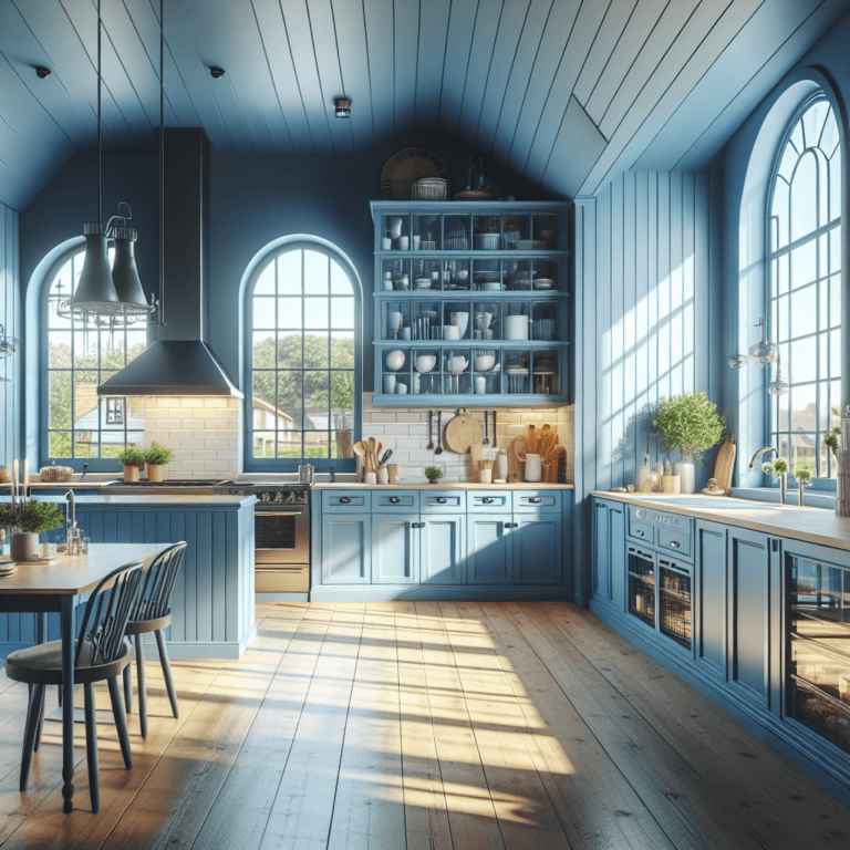 blaue Küche im Bauernhausstil-Wuppertal