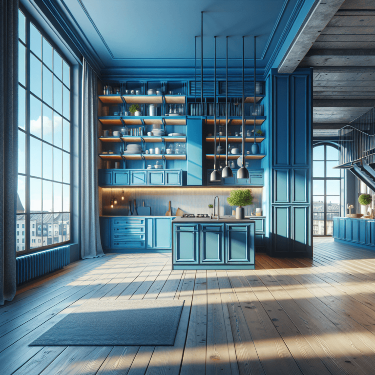 blaue Küche im Loftstil-Wuppertal