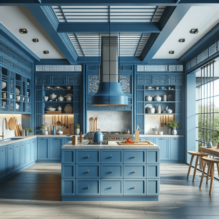 blaue Küche im asiatischen Stil-Wuppertal