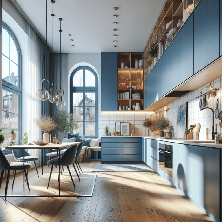 blaue Küche im skandinavischen Stil-Wuppertal