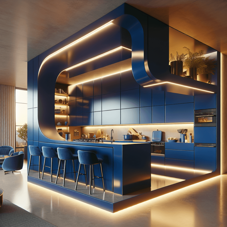 blaue Küche in G-Form-Wuppertal