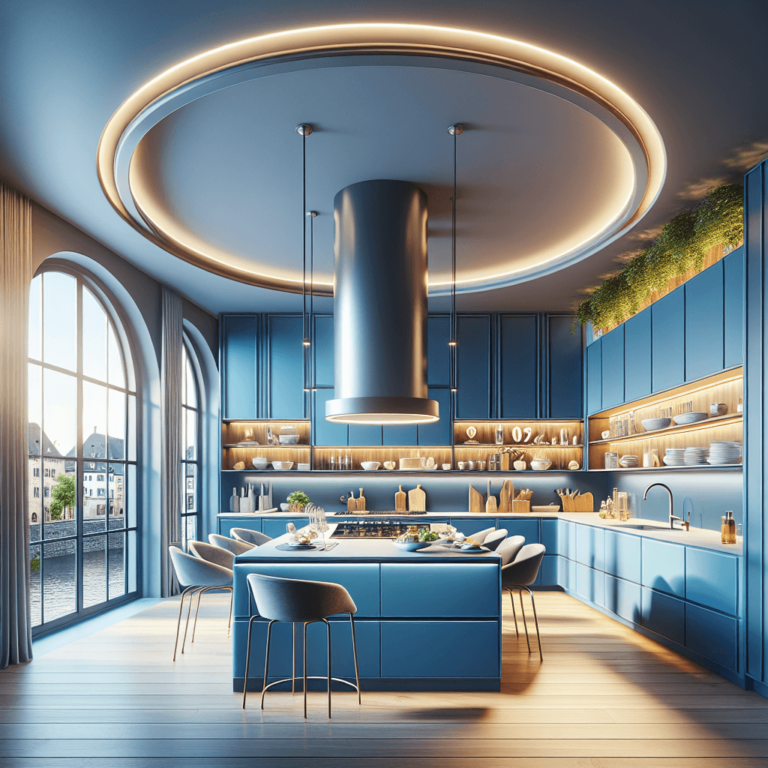 blaue Küche in U-Form-Wuppertal