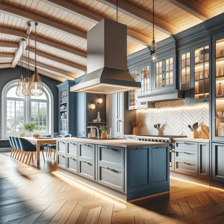 blaugraue Freistehende Küche-Wuppertal