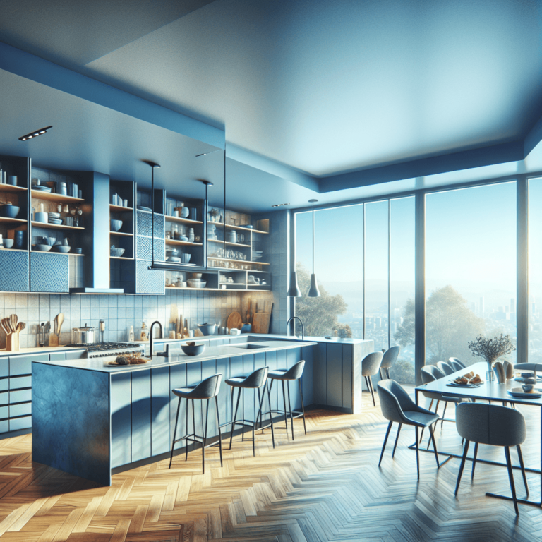 blaugraue Küche für Dachschräge-Wuppertal