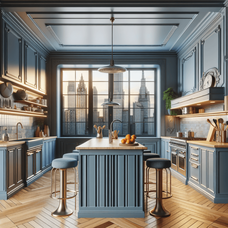 blaugraue Küche im Art-Deco-Stil-Wuppertal