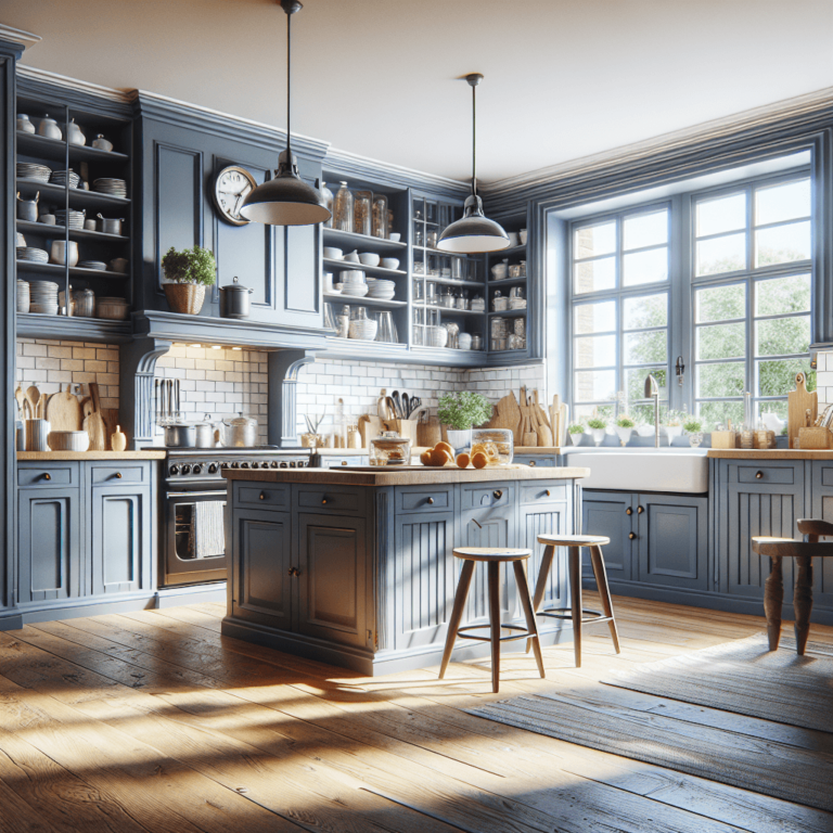 blaugraue Küche im Bauernhausstil-Wuppertal