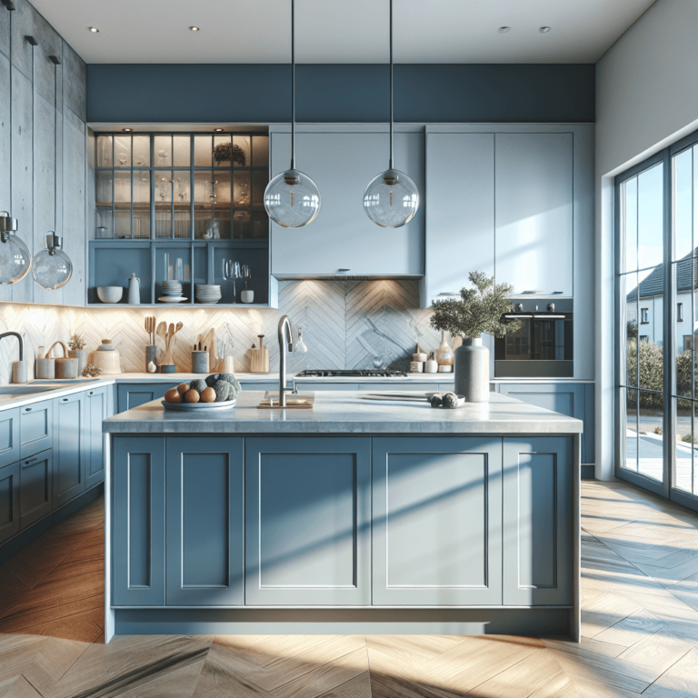 blaugraue Küche im skandinavischen Stil-Wuppertal