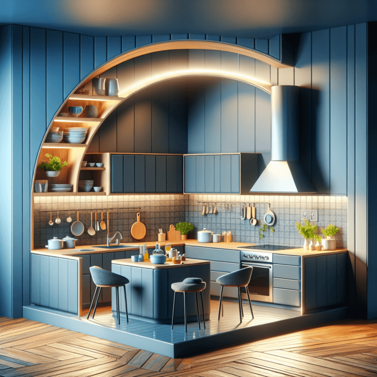 blaugraue Küche in G-Form-Wuppertal