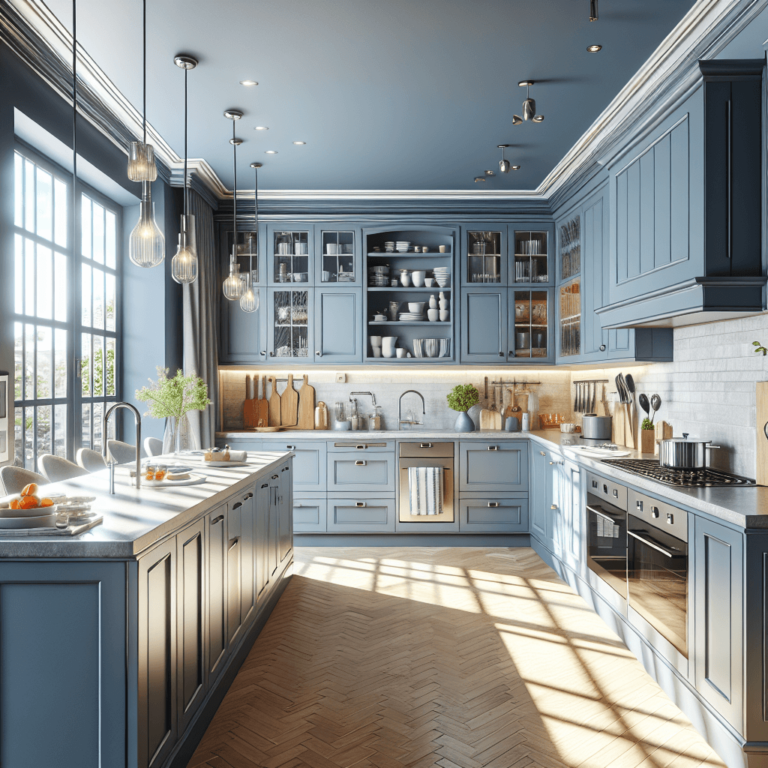 blaugraue Küche in U-Form-Wuppertal