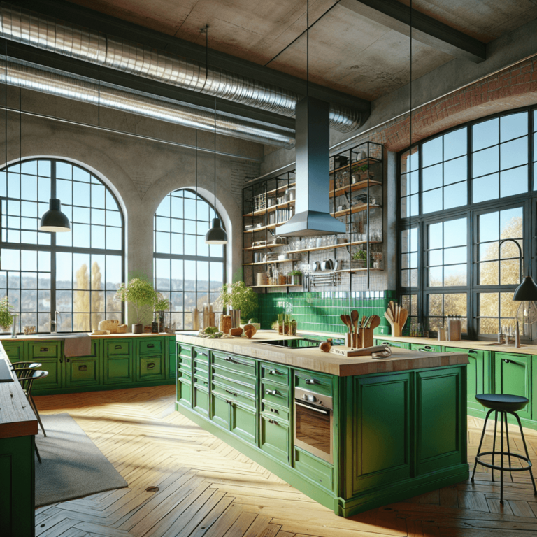grüne Küche im Loftstil-Wuppertal