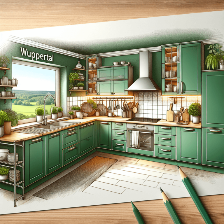 grüne Küche mit Stahlakzenten-Wuppertal