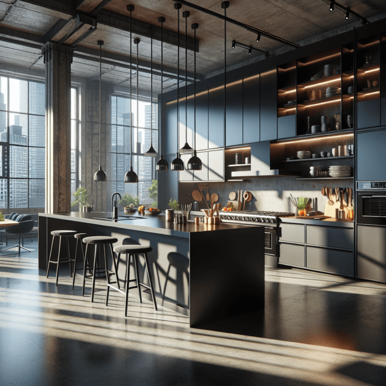 schwarze Küche im Loftstil-Wuppertal