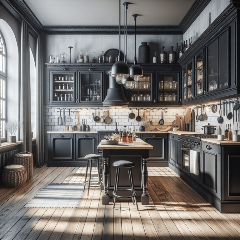 schwarze Küche im Shabby Chic Stil-Wuppertal