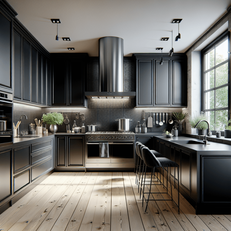 schwarze Küche mit Stahlakzenten-Wuppertal