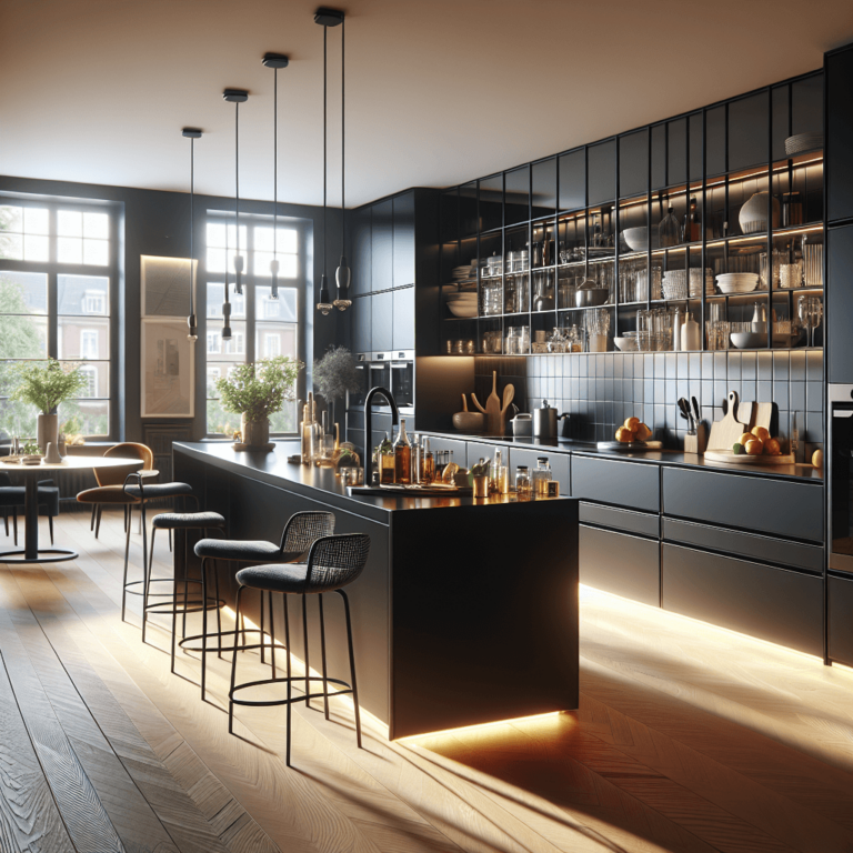 schwarze einzeilige Küche-Wuppertal